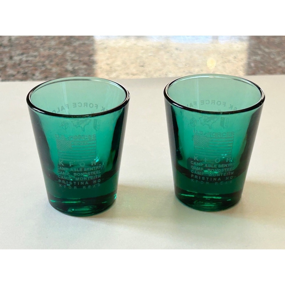 Set Of Two U.S. Forces~Task Force Falcon Shot Glasses